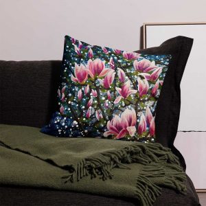 Magnolia Nocturne Floral Cushion