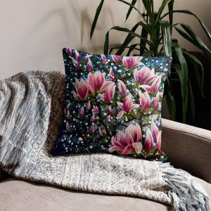 Magnolia Nocturne Floral Cushion - Image 3