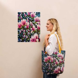 Magnolia Nocturne – Floral Art Tote Bag - Image 5