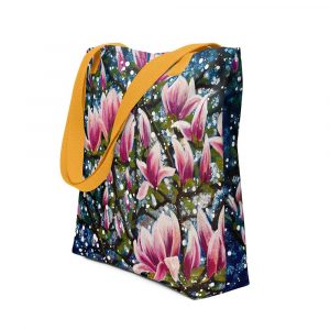 Magnolia Nocturne – Floral Art Tote Bag - Image 4